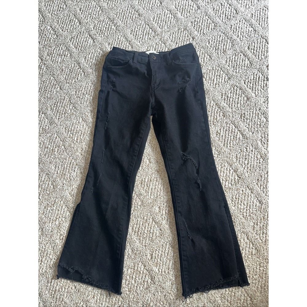 Womens Flying‎ Monkey Black Label Y2268BK Distressed  Cropped Jeans Sz 27